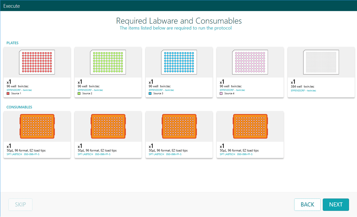 Running a protocol Standard user 6.3 Checking required labware